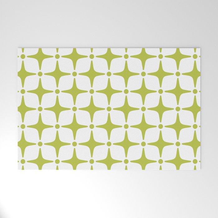 Mid Century Modern Star Pattern Chartreuse Green Welcome Mat Gallery Image 1