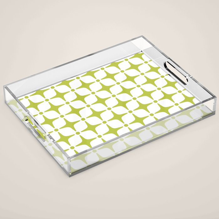 Mid Century Modern Star Pattern Chartreuse Green Acrylic Tray Gallery Image 1