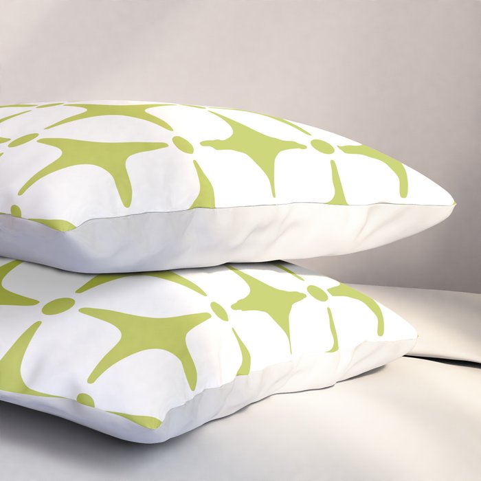 Mid Century Modern Star Pattern Chartreuse Green Pillow Sham Gallery Image 3