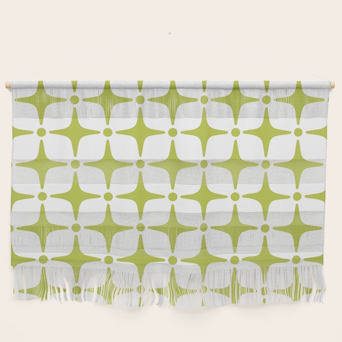 Mid Century Modern Star Pattern Chartreuse Green Wall Hanging Gallery Image 1