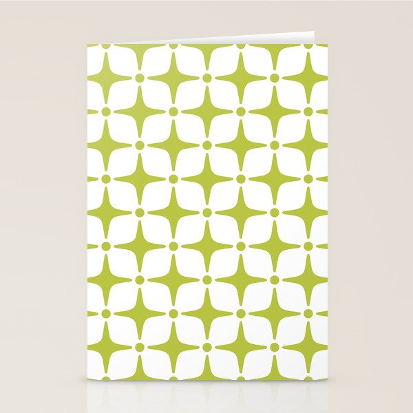 Mid Century Modern Star Pattern Chartreuse Green Stationery Card Gallery Image 1