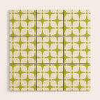 Mid Century Modern Star Pattern Chartreuse Green Wood Wall Art Gallery Image 1