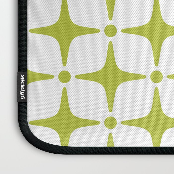 Mid Century Modern Star Pattern Chartreuse Green Laptop Sleeve Gallery Image 3