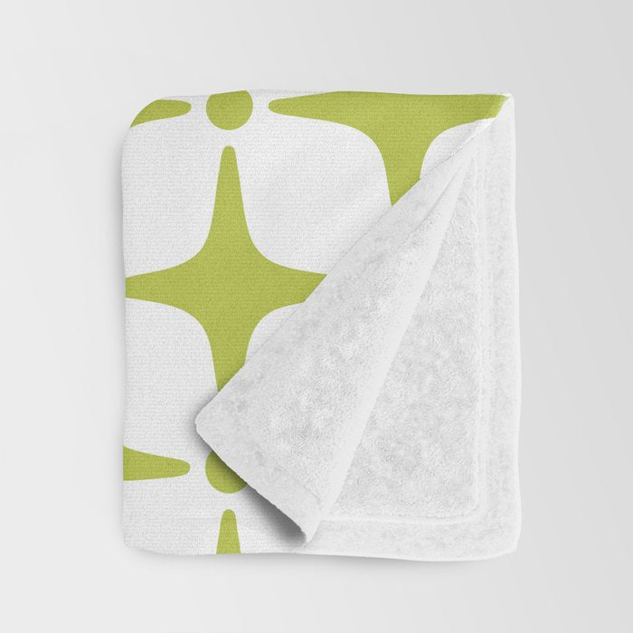 Mid Century Modern Star Pattern Chartreuse Green Throw Blanket Gallery Image 3