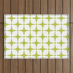 Mid Century Modern Star Pattern Chartreuse Green Outdoor Rug Gallery Image 1