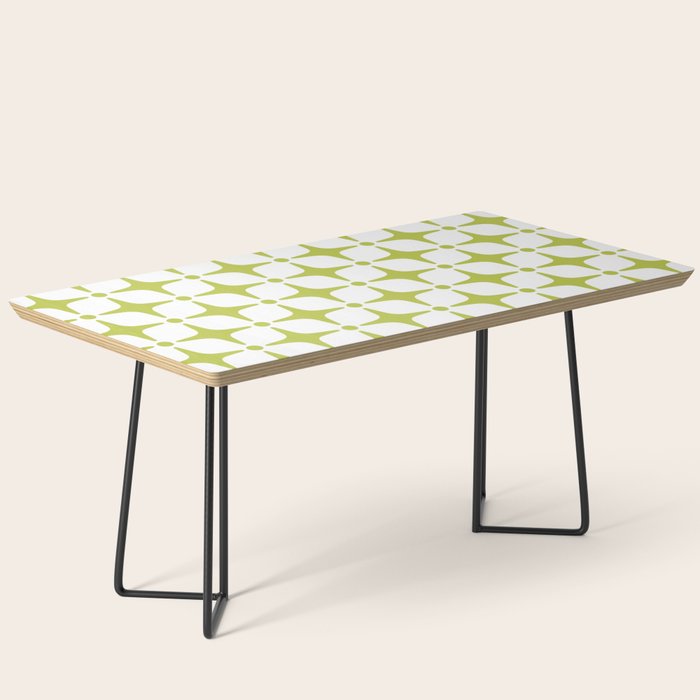 Mid Century Modern Star Pattern Chartreuse Green Coffee Table Gallery Image 1