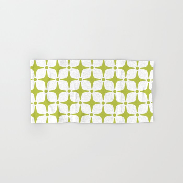 Mid Century Modern Star Pattern Chartreuse Green Towels Gallery Image 1