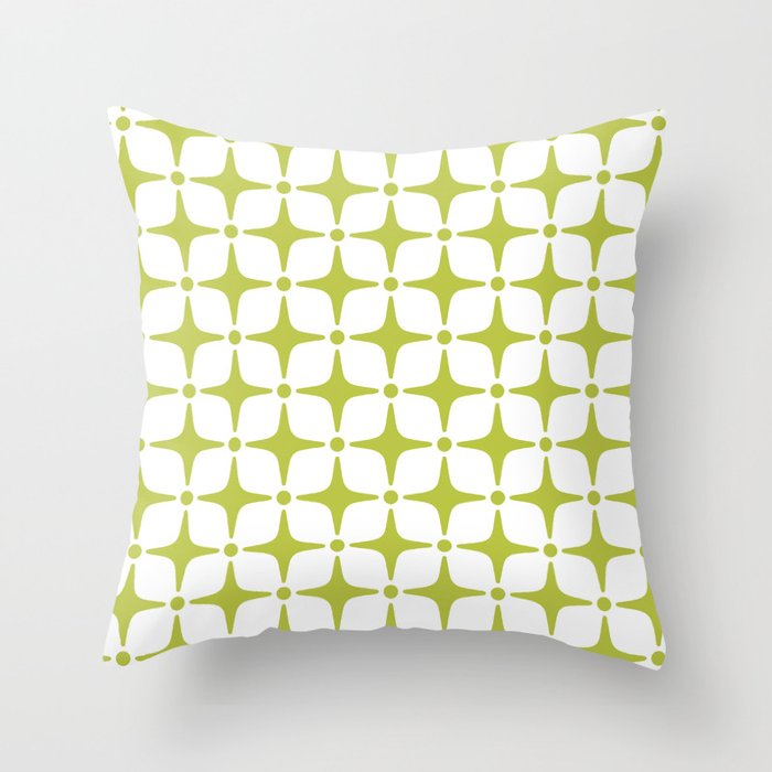 Mid Century Modern Star Pattern Chartreuse Green Throw Pillow Gallery Image 6