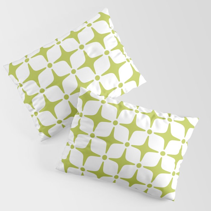 Mid Century Modern Star Pattern Chartreuse Green Pillow Sham Gallery Image 3