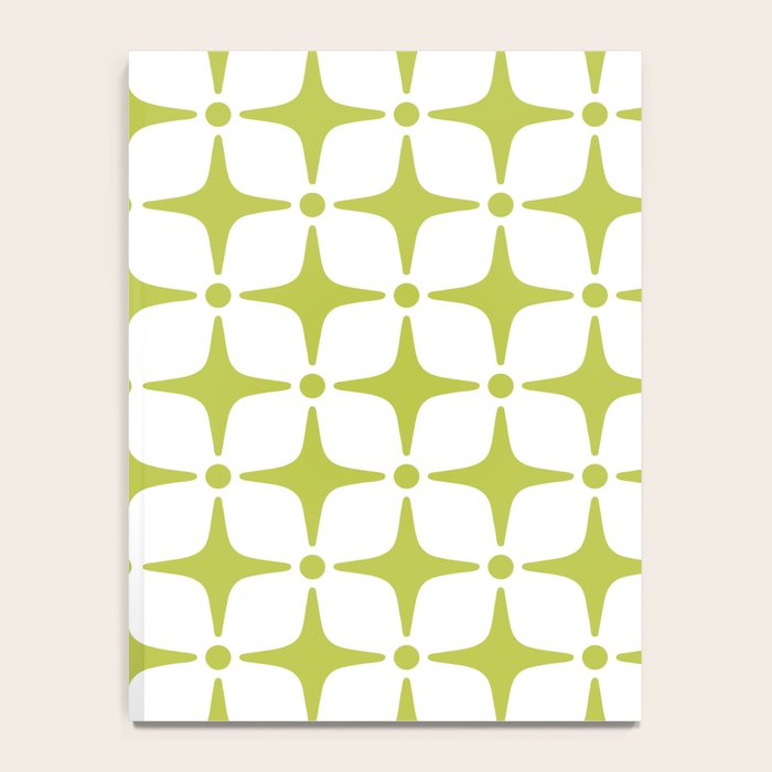 Mid Century Modern Star Pattern Chartreuse Green Notebook Gallery Image 4