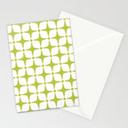 Mid Century Modern Star Pattern Chartreuse Green Stationery Card Gallery Image 2