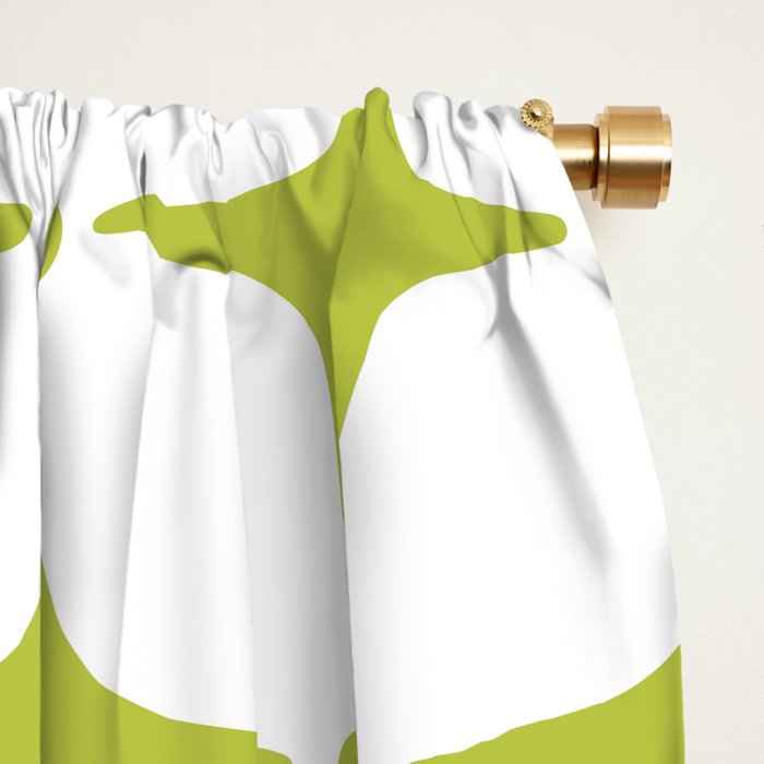 Mid Century Modern Star Pattern Chartreuse Green Window Curtain Gallery Image 2