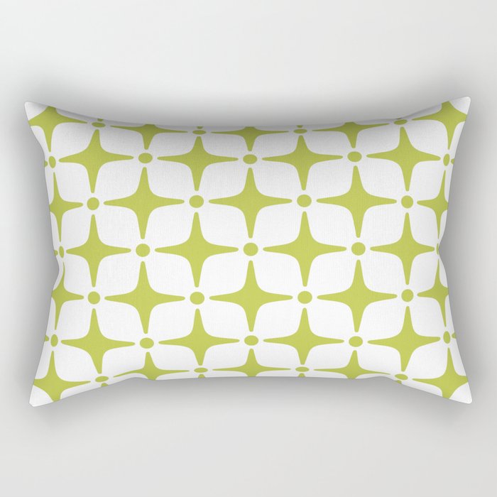 Mid Century Modern Star Pattern Chartreuse Green Rectangular Pillow Gallery Image 1