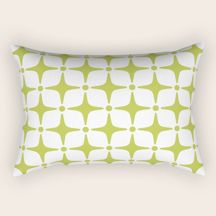 Mid Century Modern Star Pattern Chartreuse Green Rectangular Pillow Gallery Image 2
