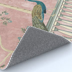 Chinoiserie Blush Pink Peacock Palm Fresco Garden  Rug Gallery Image 4