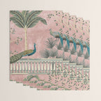 Chinoiserie Blush Pink Peacock Palm Fresco Garden  Wrapping Paper Gallery Image 3