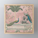 Chinoiserie Blush Pink Peacock Palm Fresco Garden  Mini Art Print Gallery Image 1