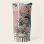 Chinoiserie Blush Pink Peacock Palm Fresco Garden  Travel Mug Gallery Image 2