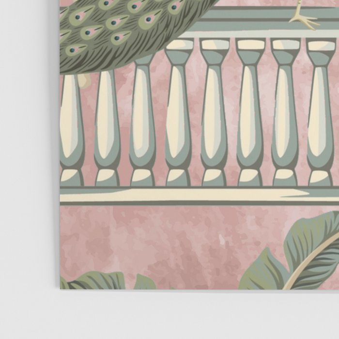 Chinoiserie Blush Pink Peacock Palm Fresco Garden  Poster Gallery Image 3