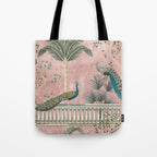 Chinoiserie Blush Pink Peacock Palm Fresco Garden  Tote Bag Gallery Image 1