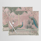 Chinoiserie Blush Pink Peacock Palm Fresco Garden  Placemat Gallery Image 1