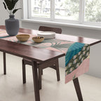 Chinoiserie Blush Pink Peacock Palm Fresco Garden  Table Runner Gallery Image 2