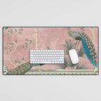 Chinoiserie Blush Pink Peacock Palm Fresco Garden  Desk Mat Gallery Image 1
