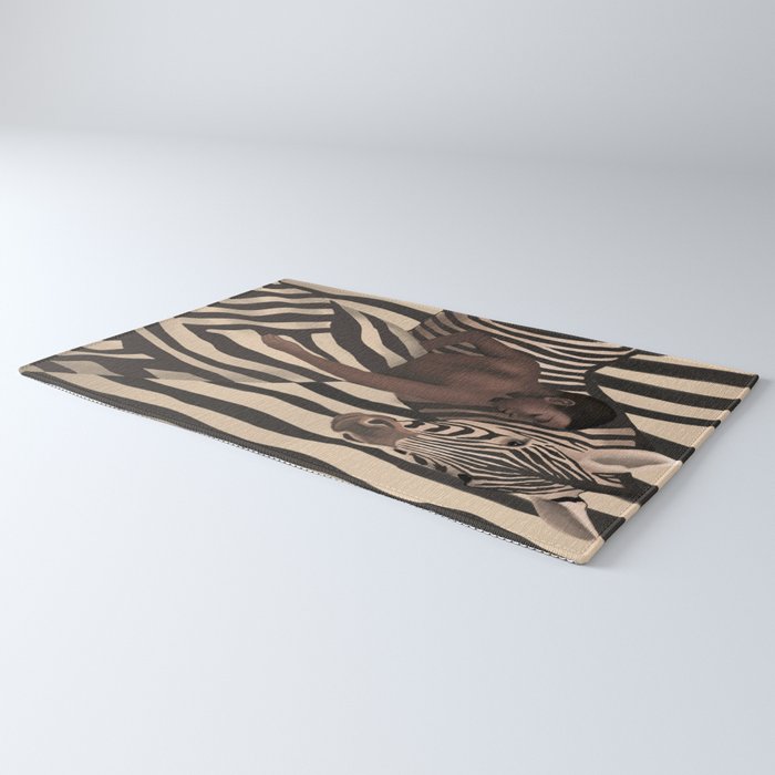 Woman and Zebra in Bold Stripes Rug Gallery Image 3