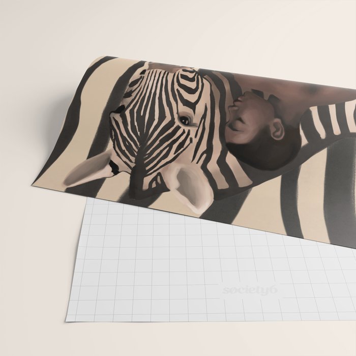 Woman and Zebra in Bold Stripes Wrapping Paper Gallery Image 2