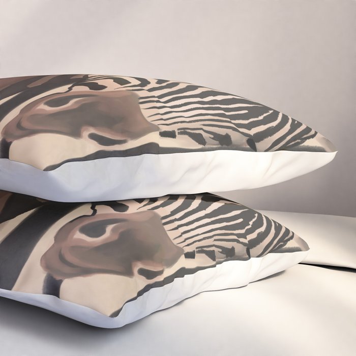 Woman and Zebra in Bold Stripes Pillow Sham Gallery Image 3