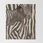 Woman and Zebra in Bold Stripes Throw Blanket Gallery Image 2