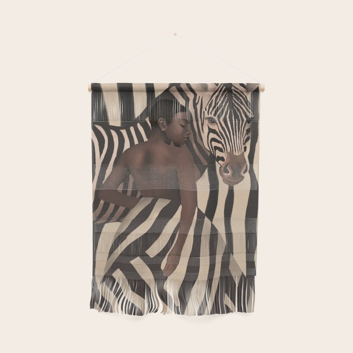 Woman and Zebra in Bold Stripes Wall Hanging Gallery Image 1