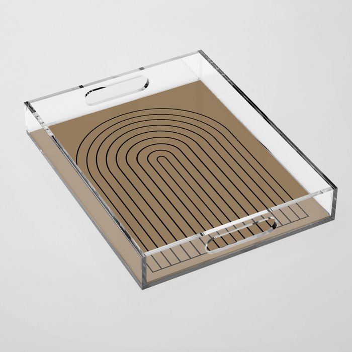 Minimal Arch XLIII Natural Tan Modern Geometric Lines Acrylic Tray Gallery Image 1
