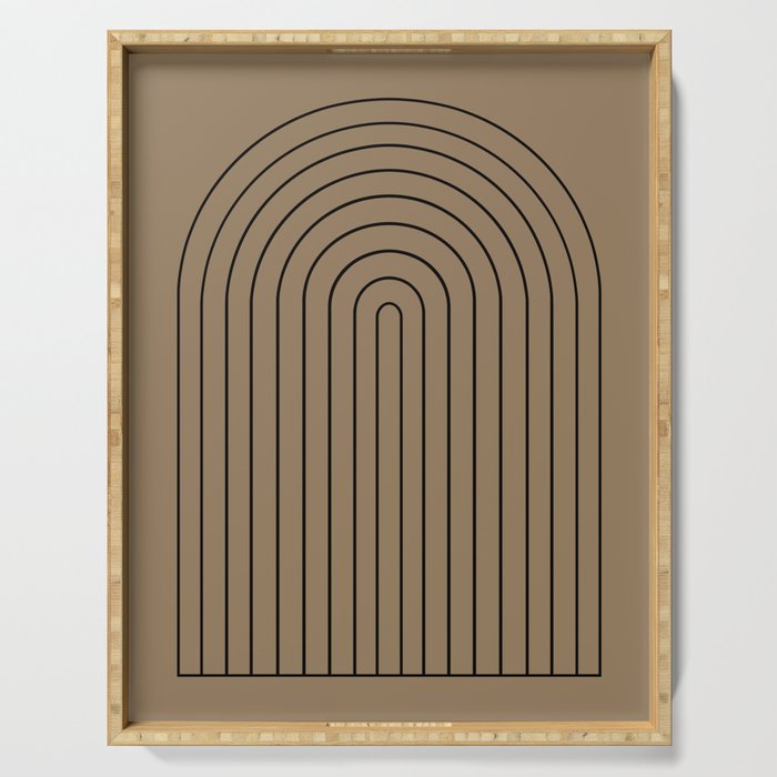 Minimal Arch XLIII Natural Tan Modern Geometric Lines Serving Tray Gallery Image 1