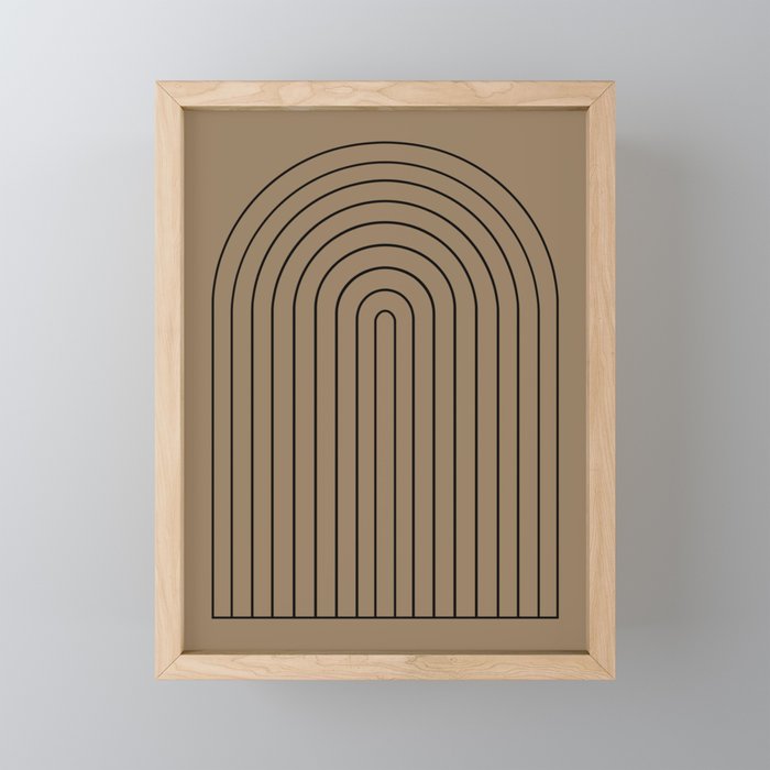 Minimal Arch XLIII Natural Tan Modern Geometric Lines Mini Art Print Gallery Image 1