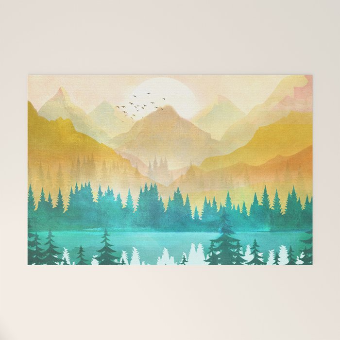 Summer Mountain Sunrise Welcome Mat Gallery Image 1