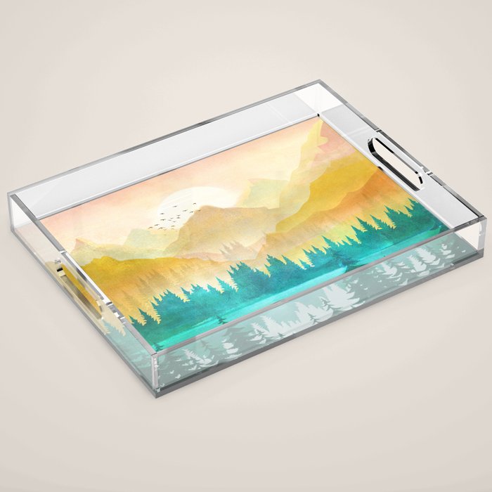 Summer Mountain Sunrise Acrylic Tray Gallery Image 1