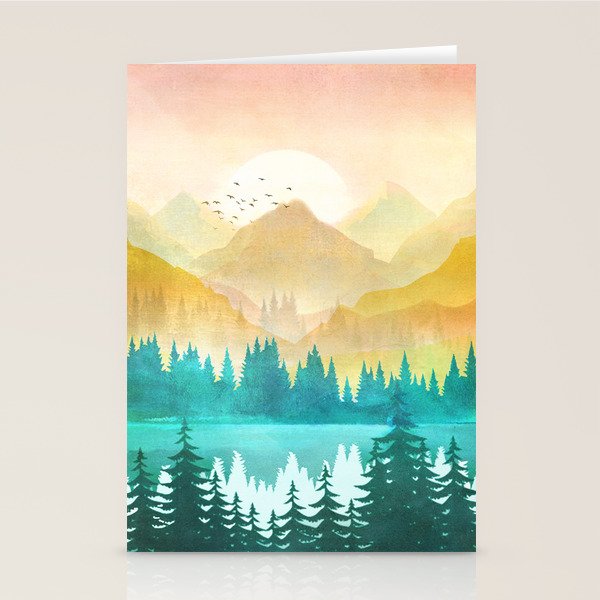 Summer Mountain Sunrise Stationery Card Gallery Image 1