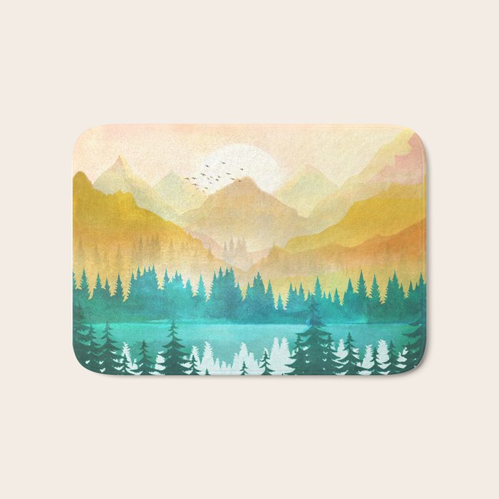 Summer Mountain Sunrise Bath Mat Gallery Image 1