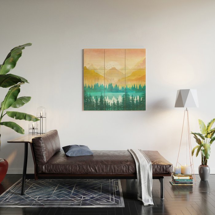 Summer Mountain Sunrise Wood Wall Art Gallery Image 2