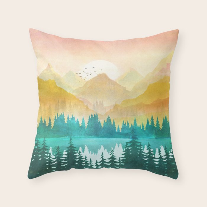 Summer Mountain Sunrise Throw Pillow Gallery Image 6
