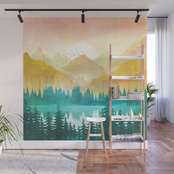 Summer Mountain Sunrise Wall Mural Gallery Image 1