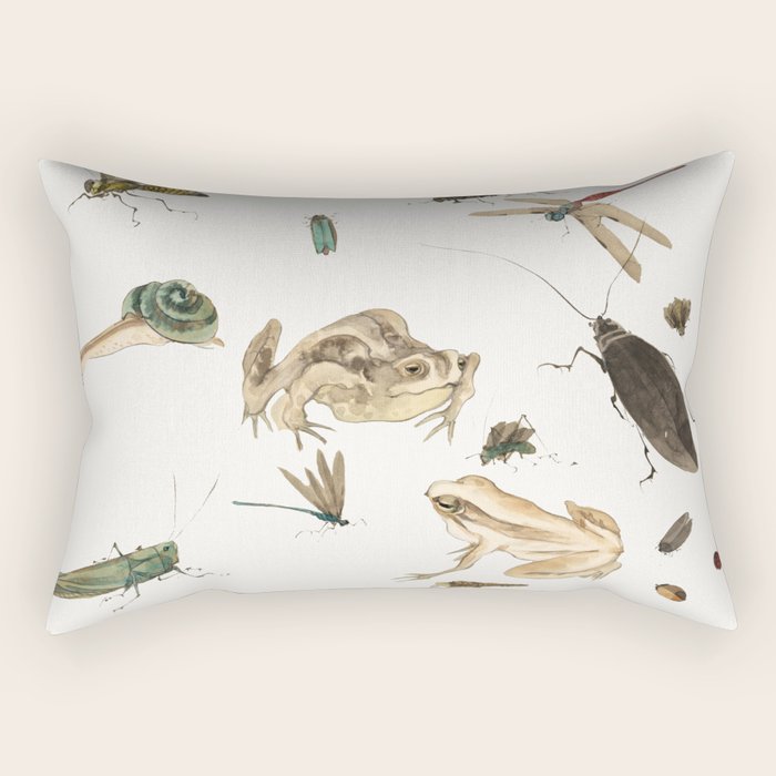 Insects frogs and a snail Rectangular Pillow Gallery Image 1