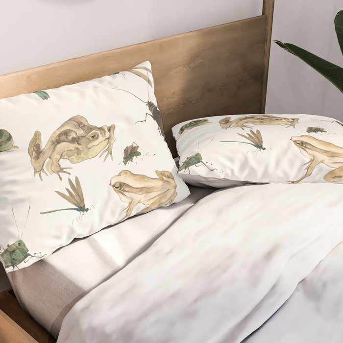 Insects frogs and a snail Pillow Sham Gallery Image 2