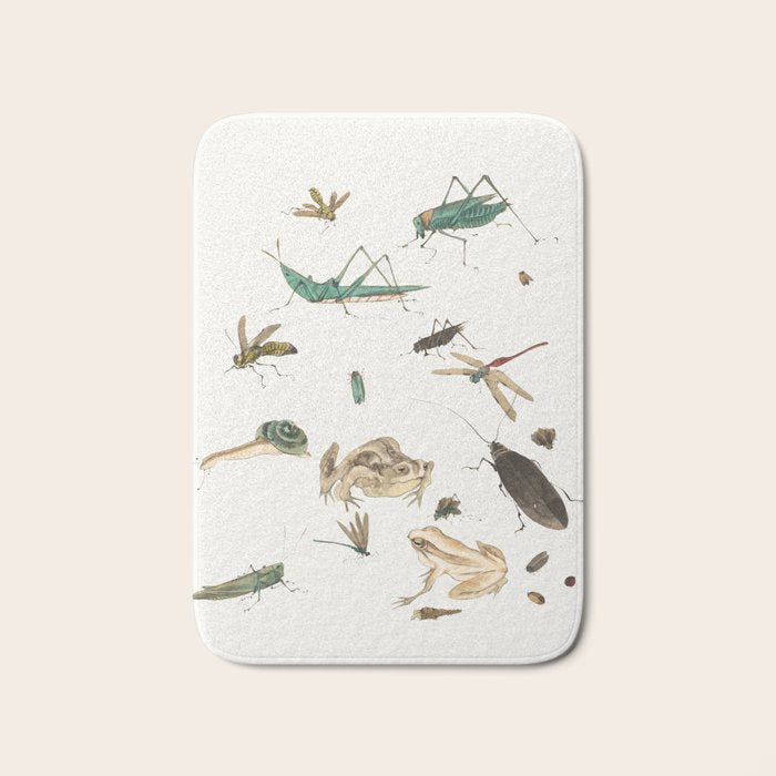 Insects frogs and a snail Bath Mat Gallery Image 1
