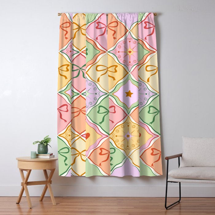 Colorful Coquette Patchwork Quilt with Bows  Window Curtain Gallery Image 5
