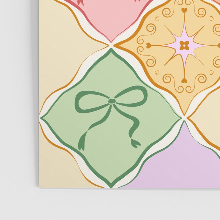 Colorful Coquette Patchwork Quilt with Bows  Poster Gallery Image 3