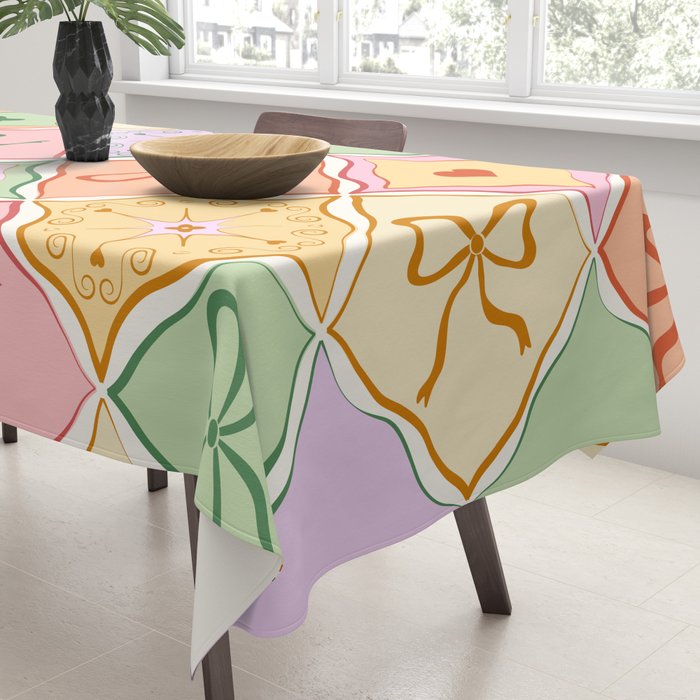 Colorful Coquette Patchwork Quilt with Bows  Tablecloth Gallery Image 3
