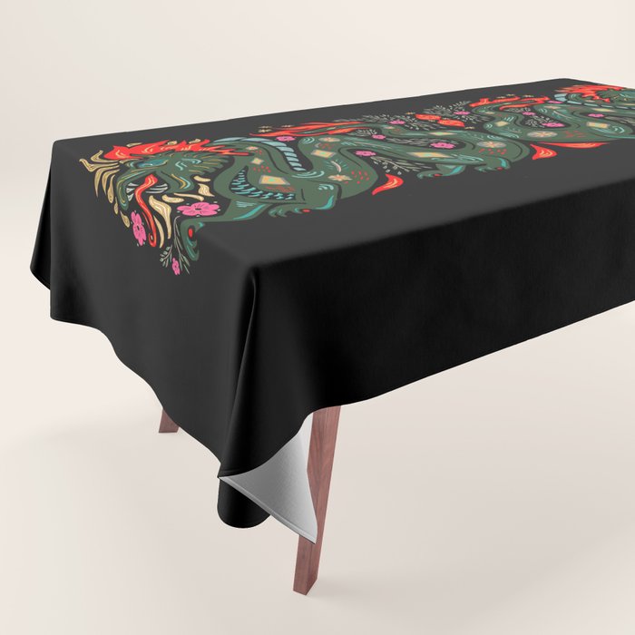 Dragon - Red, Black, Green Tablecloth Gallery Image 1
