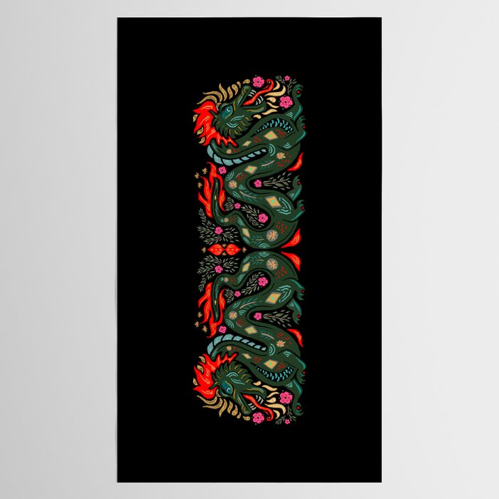 Dragon - Red, Black, Green Tablecloth Gallery Image 2
